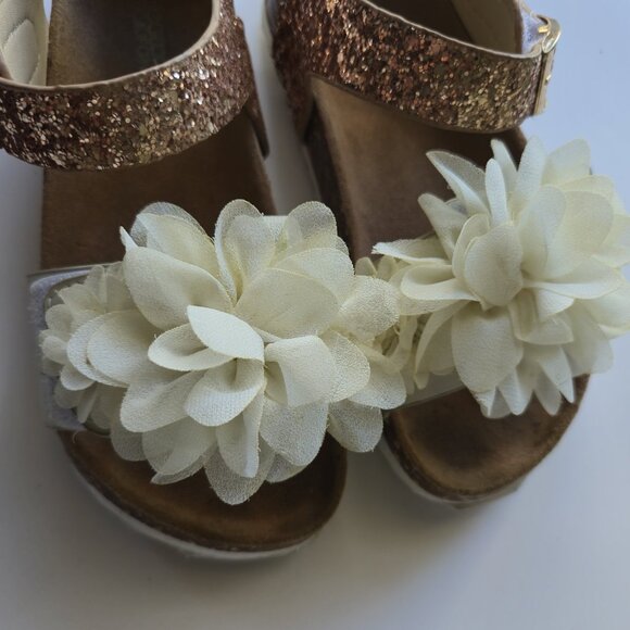 Colors of California White and Pink Flower Glitter Sandals Kids EU31 - Picture 2 of 7